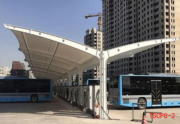 T字型公交车膜结构充电桩车棚