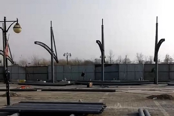 膜结构充电桩车棚工程施工现场