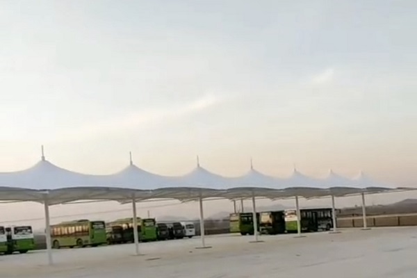 河北曲阳公交车站膜结构充电桩车棚